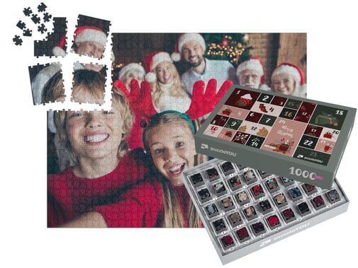Lag en puslespill-julekalender med egne bilder – fotopuslespill med 1000 brikker inkl. eske